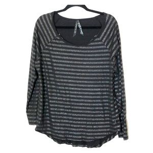 Seven7 Black Stud Striped Shirt 1X
